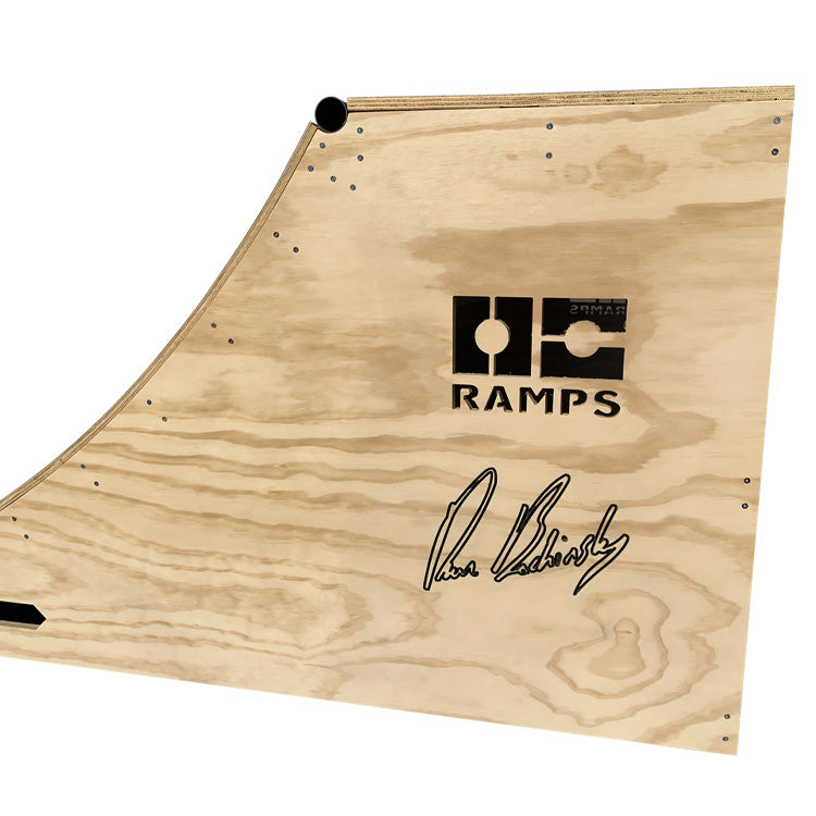 Up close view of Dave & Cody Quarter – 8ft wide 2 plywood layers by OC Ramps