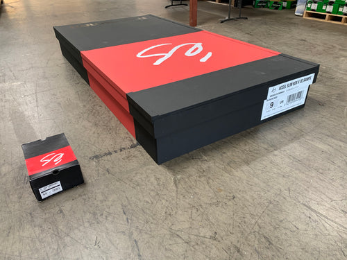 Size comparison of actual ES shoe box and skate ledge by OC Ramps