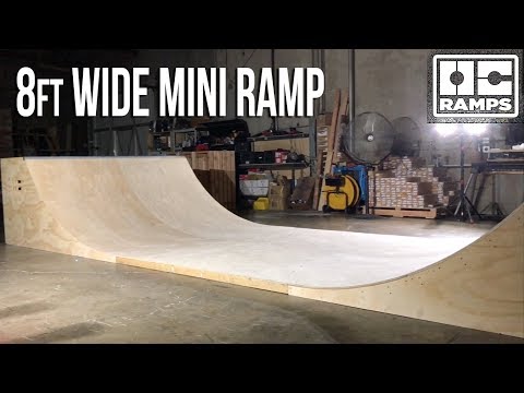 Video of 8 foot wide 1 plywood skateboarding mini ramp from OC Ramps