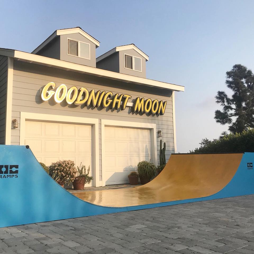 malibu, point dume, skateboarding, goodnight moon, blue, yellow, ramp, ocramps