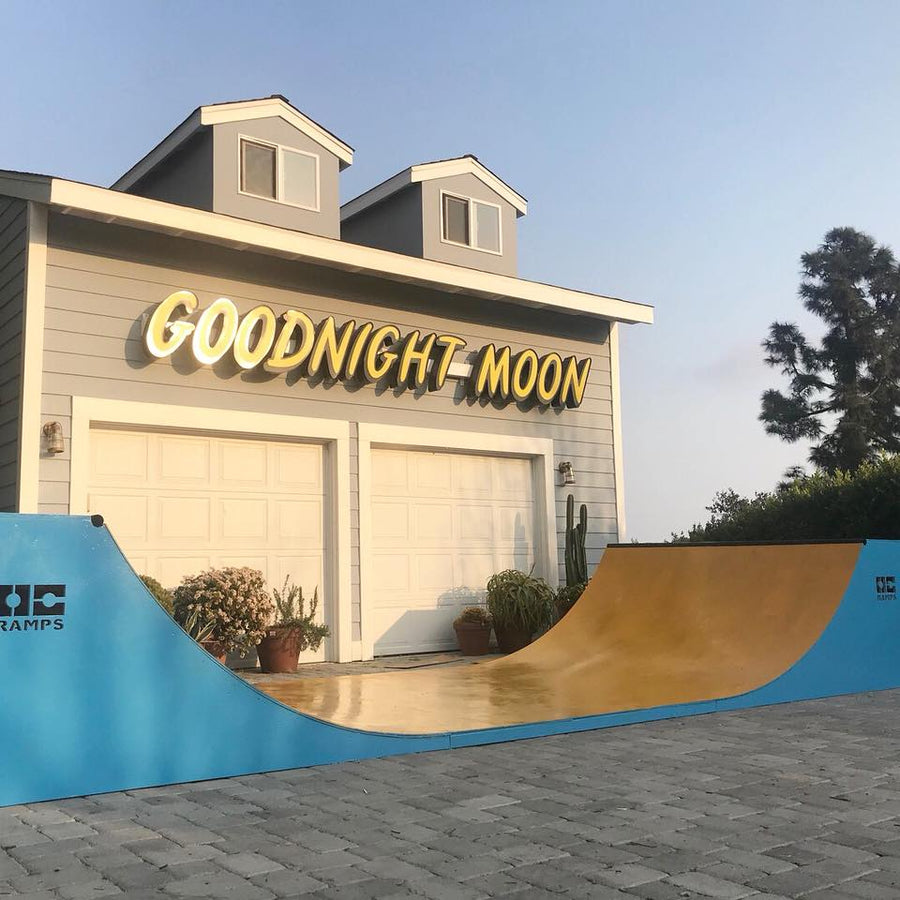 malibu, point dume, skateboarding, goodnight moon, blue, yellow, ramp, ocramps