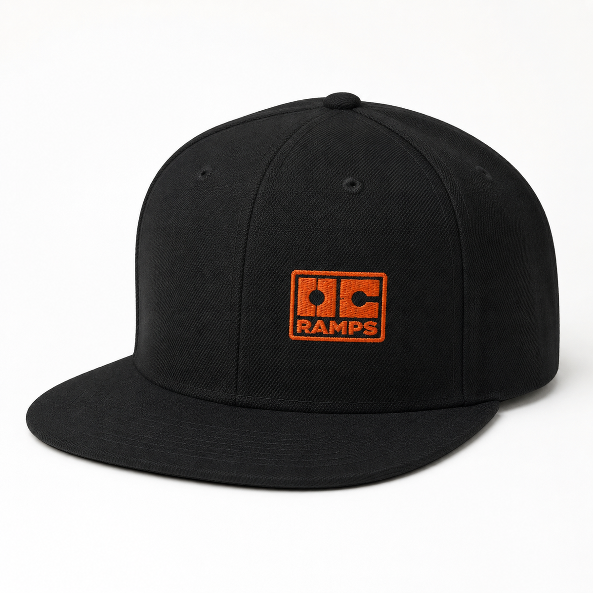 OC Ramps black classic fit snapback in a front three-quarter view