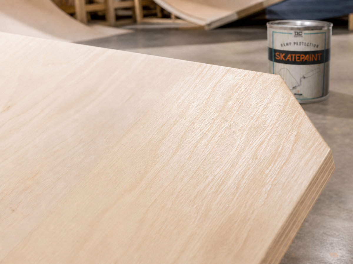 Even Skate Paint protective coat preserving the natural wood grain of a ramp