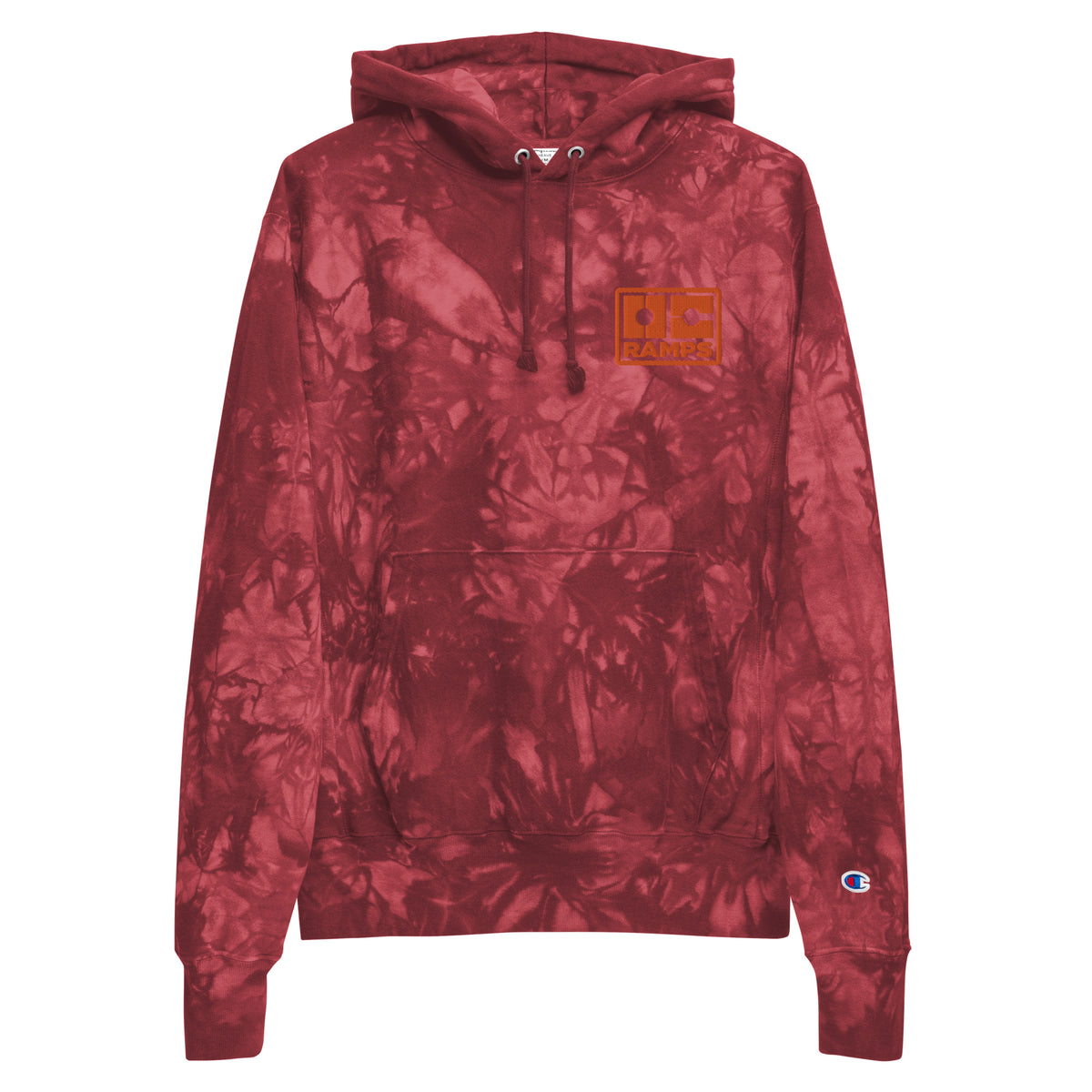 OC Ramps OC Ramps x Champion tie-dye hoodie — front view — buy skate hoodie
