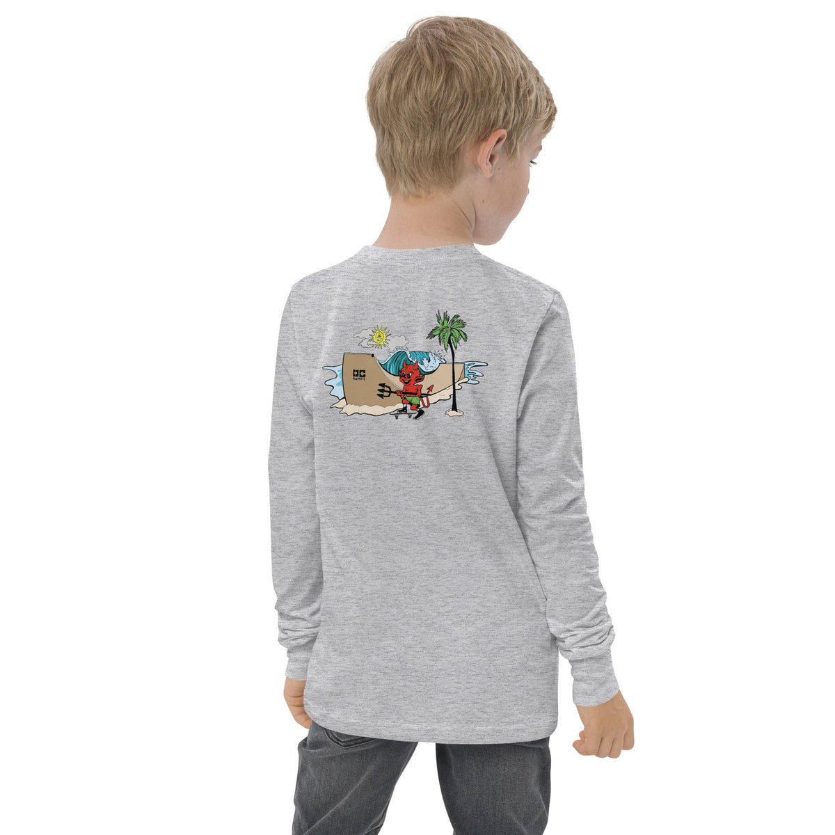 OC Ramps Lil Devil Youth long sleeve tee — rear view — skate apparel tee shirt