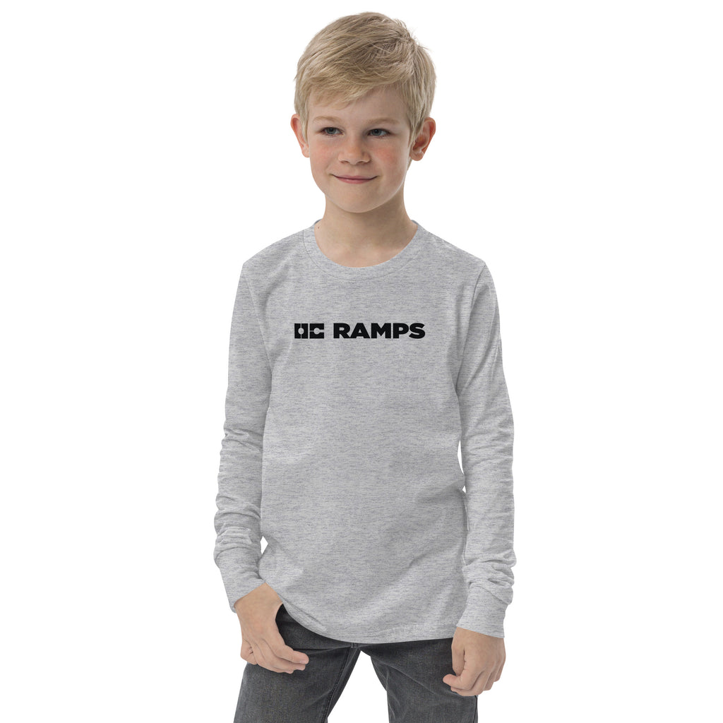 OC Ramps Lil Devil Youth long sleeve tee — front view — skateboard brand clothing