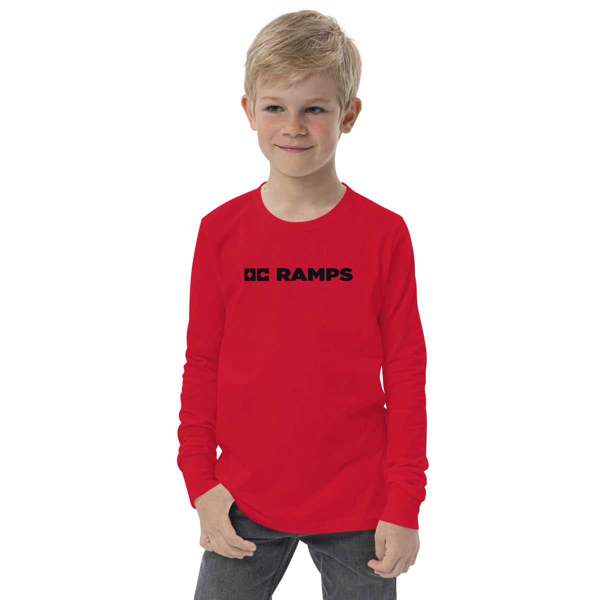 OC Ramps Lil Devil Youth long sleeve tee — front view — skate apparel tee shirt