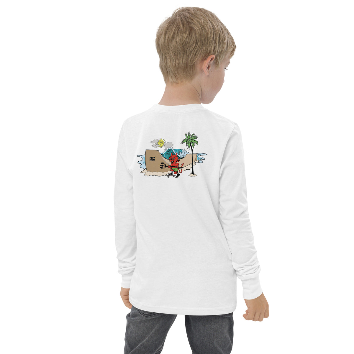 OC Ramps Lil Devil Youth long sleeve tee — rear view — buy skate tee shirt