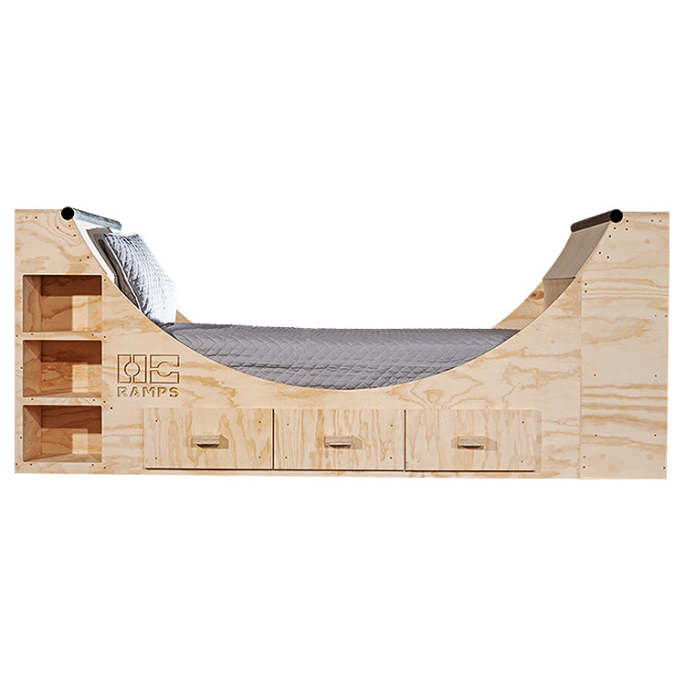 OC Ramps Half Pipe Ramp Bed — rear view — backyard half pipe ramp kit