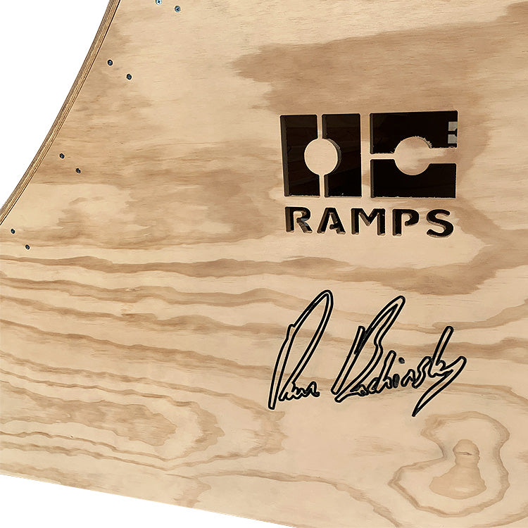 OC Ramps Dave & Cody Quarter – 8ft wide — action shot with skater — skateboarding equipment by OC Ramps