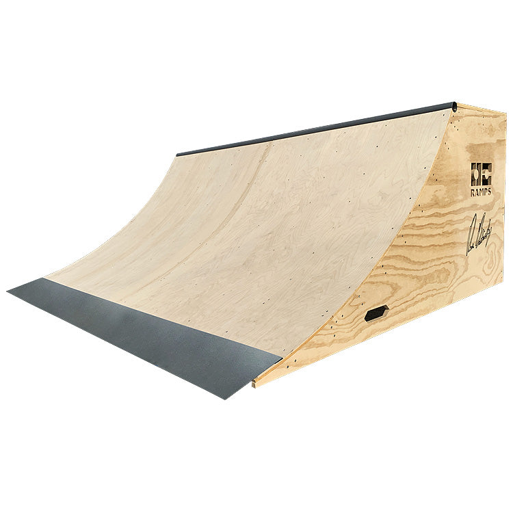 OC Ramps Dave & Cody Quarter – 8ft wide — side angle view — OC Ramps skate obstacle