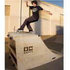 OC Ramps Quarter Pipe Ramps – Two 4 Foot — action shot with skater — backyard quarter pipe ramp kit