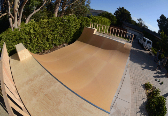 skatelite ramp surface on OC Ramps miniramp with roll in feature