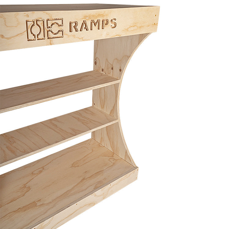 OC Ramps Halfpipe Bookshelf — close-up detail — backyard half pipe ramp kit