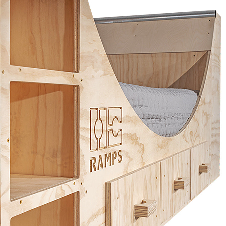 OC Ramps Half Pipe Ramp Bed — side angle view — skateboard half pipe for sale