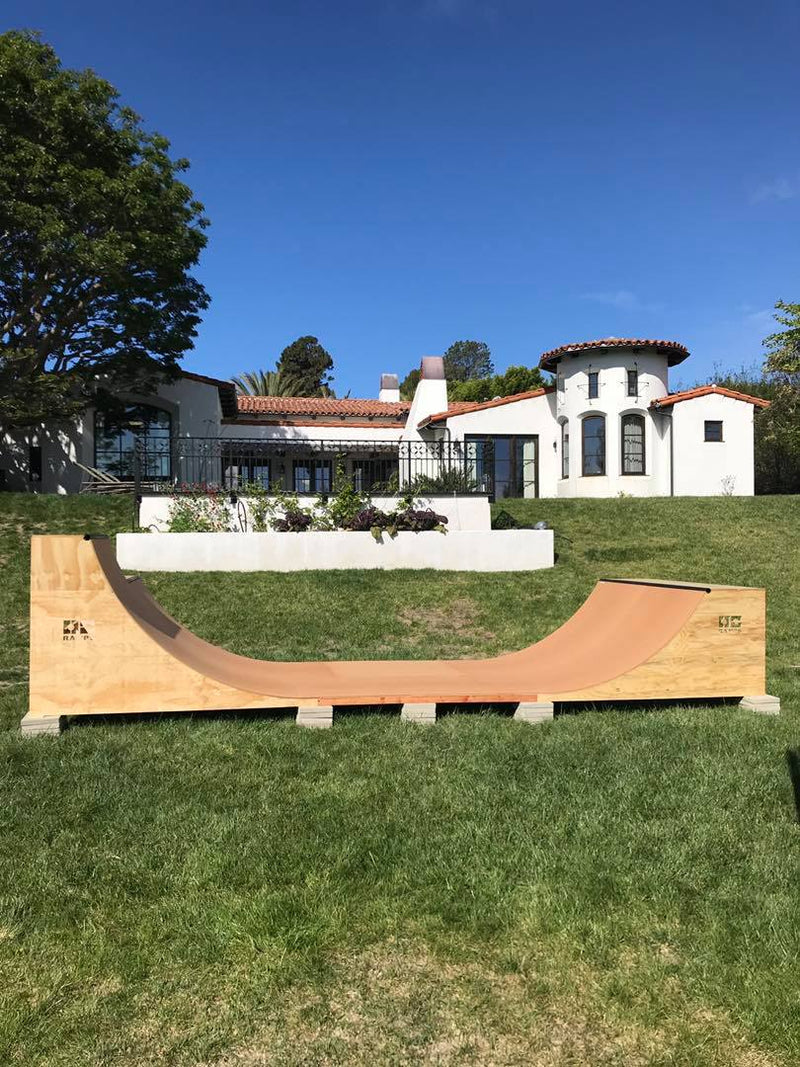 Customer view of 8 foot wide skateboarding mini ramp from and installed by OC Ramps