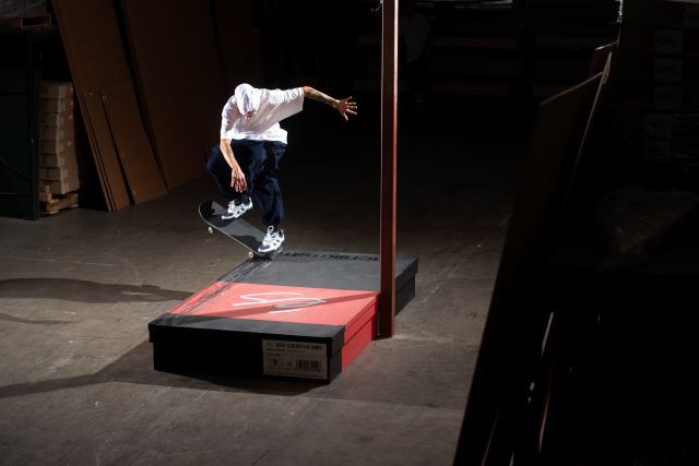 TJ Rogers skating the ES Shoe box skate ledge by OC Ramps