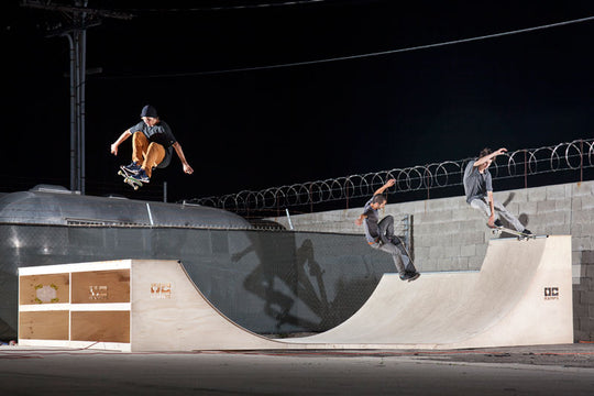 Multiple skaters on Half Pipe Ramp – 12ft Wide two layers of plywood