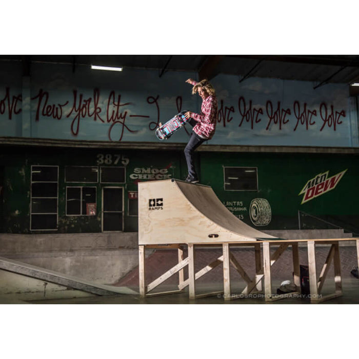 TomTom at the Berrics skating 4 foot wide 3 foot tall quarter pipe skate ramp by OC Ramps