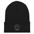 Black cuffed beanie with a white OC Ramps smile logo