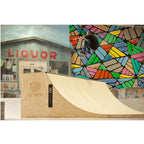 OC Ramps Halfpipe 5′ Tall — action shot with skater — backyard half pipe ramp kit
