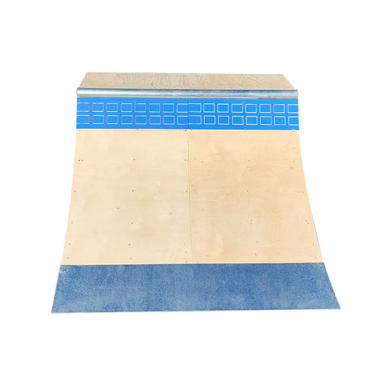 Front view of OC Ramps Blue Tile Quarterpipe by Brad McClain