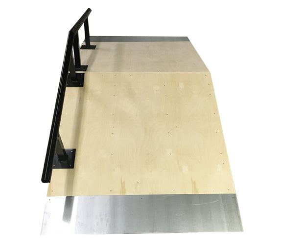 Top view of OC Ramps Bump to Rail Signature Series skateboarding obstacle
