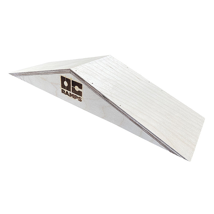 side view of OC Ramps hand crafted wooden Fingerboard Bump Ramp